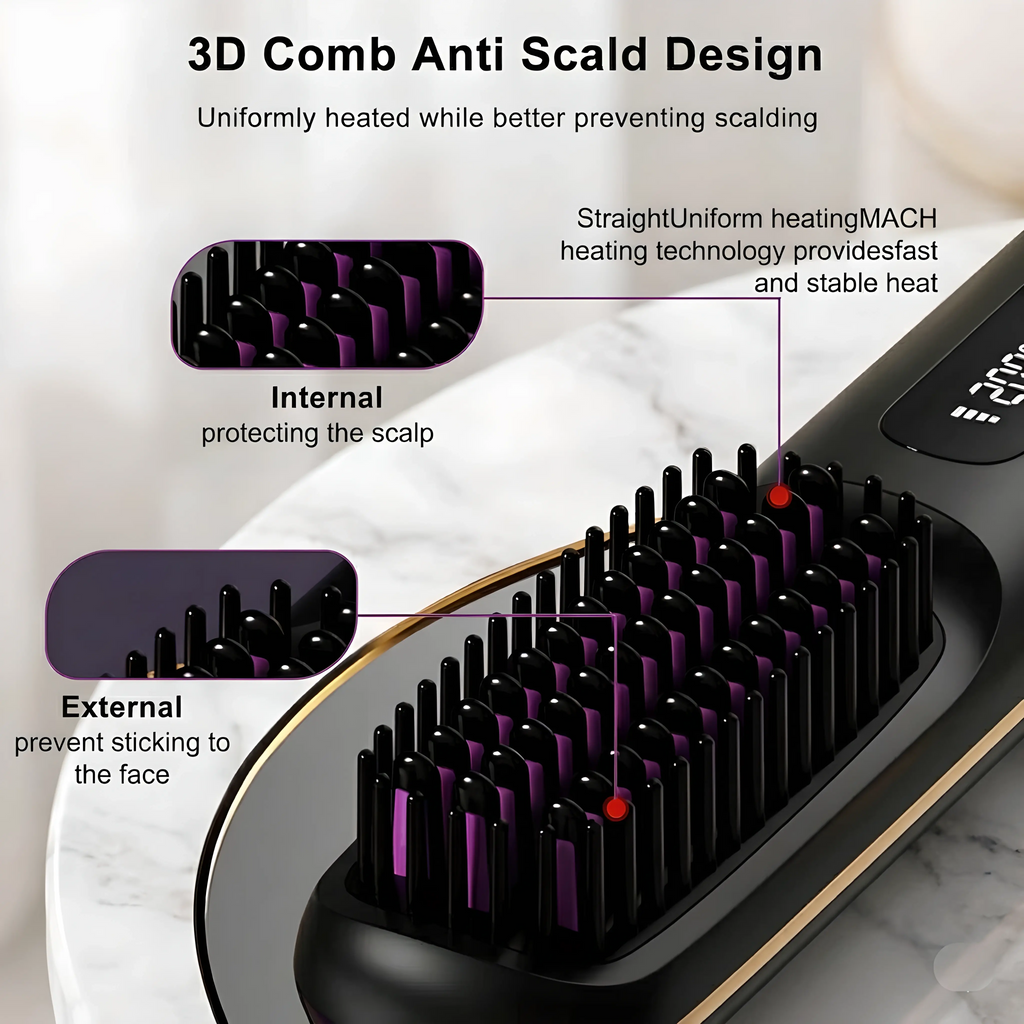 Conlwin Electric Hair Straightener Brush Series 2 | Ceramic Ionic Hot Brush Conlwin