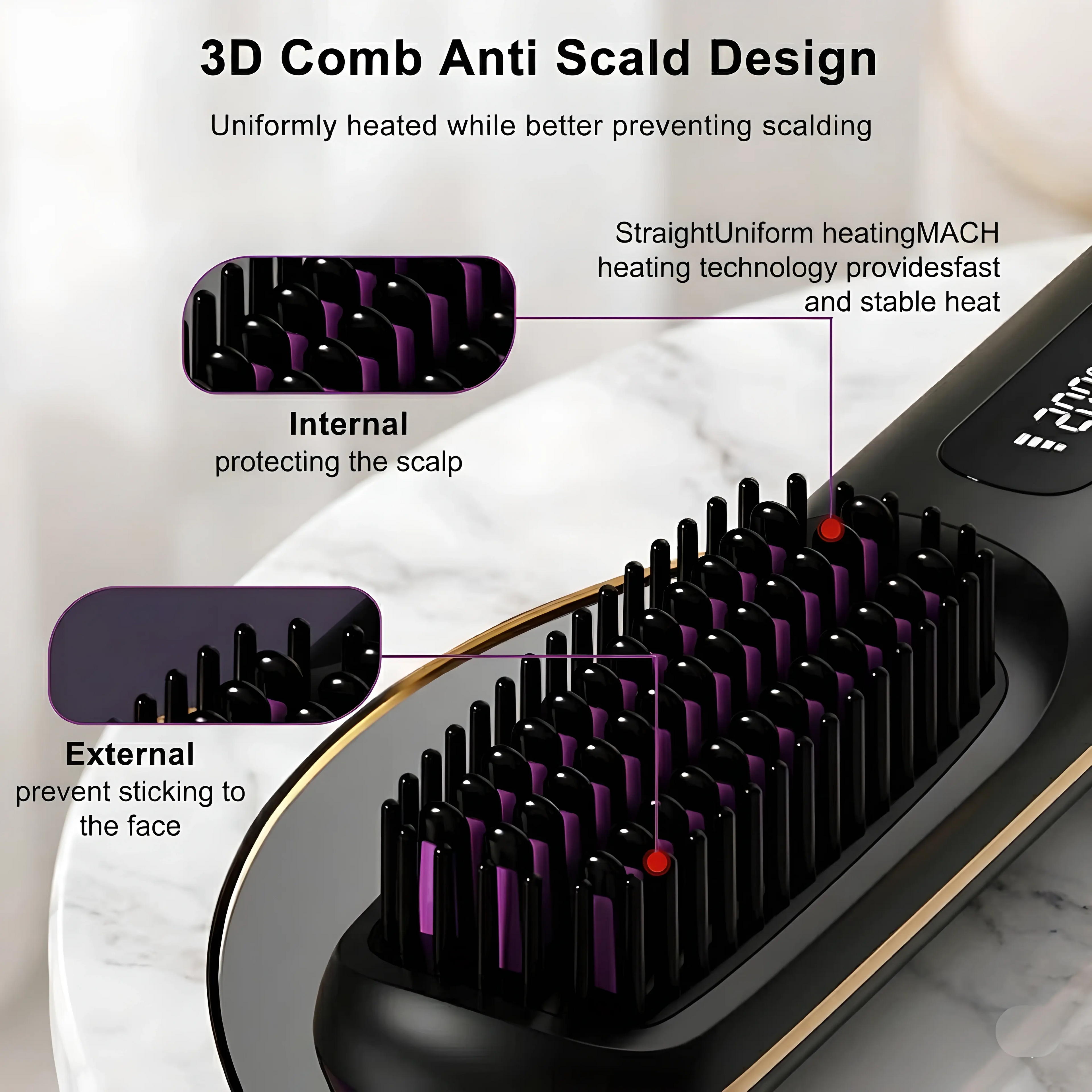 Conlwin Electric Hair Straightener Brush Series 2 | Ceramic Ionic Hot Brush Conlwin