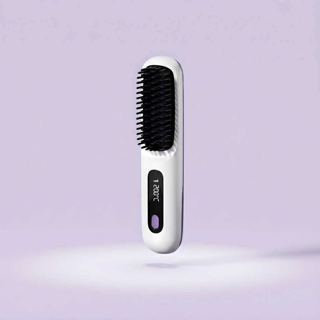 Conlwin ceramic hair straightener brush black purple design