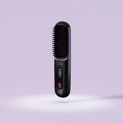 Conlwin electric straightening brush in use on hair